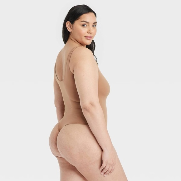 Auden women’s XL 16 Bodysuit brown tan  unlined tank thong snap basic layer NWT - Picture 2 of 9